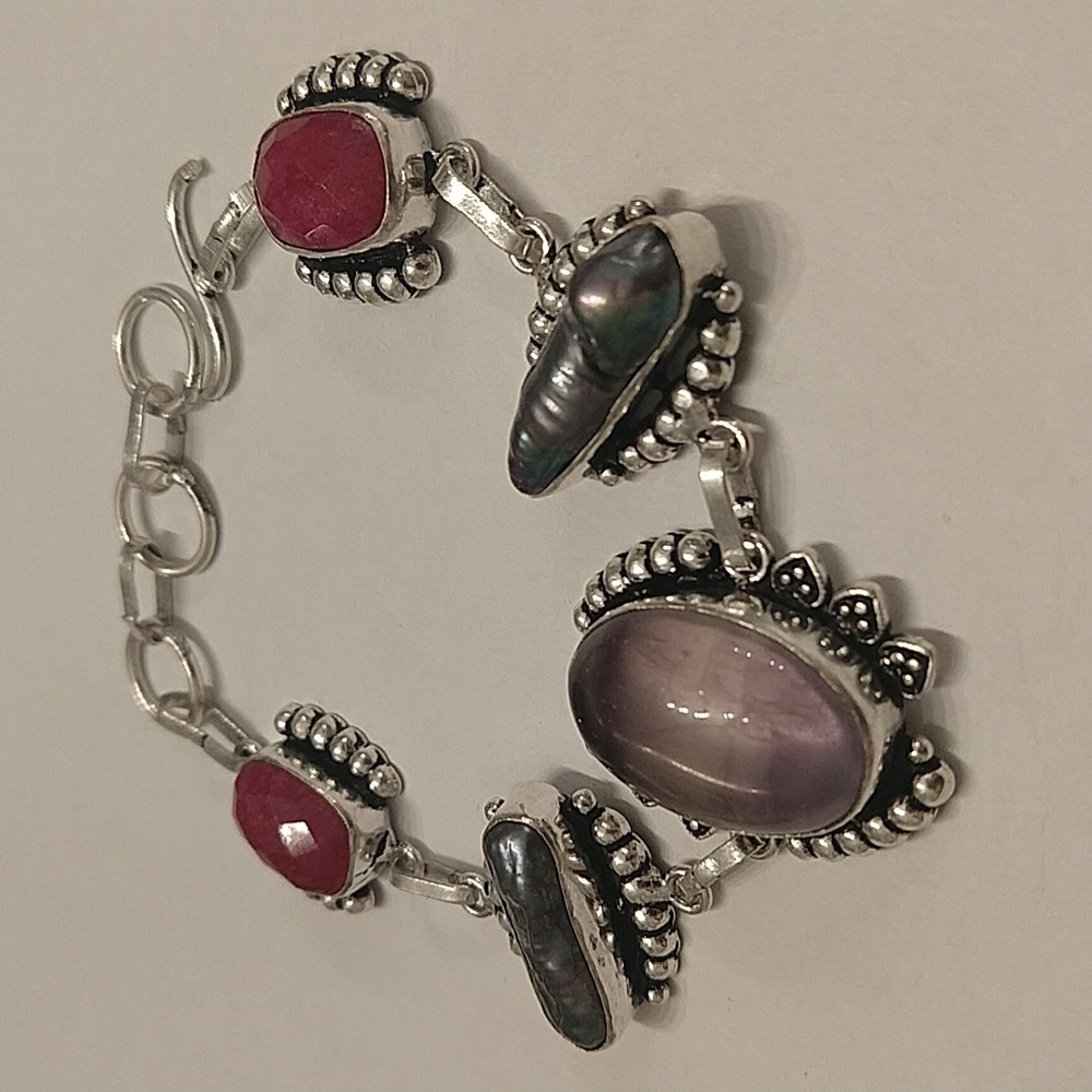 Baroque pearl and Floride bracelet 925 stamped